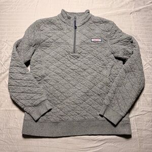 Vineyard Vines 1/4 Zip YouthM Gray Quilted Pullover Whale Quarter Zip Shep Shirt